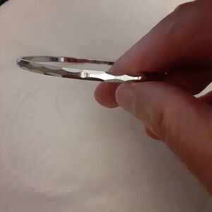 Vintage Monet Silver Tone Bangle Bracelet 3" Etched Textured Minimalist Classic